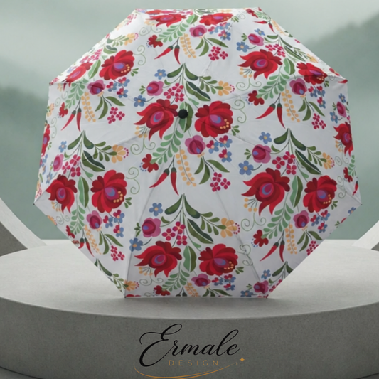 Eleganter Taschenschirm mit traditioneller ungarischer Stickerei - Zarte Ranke