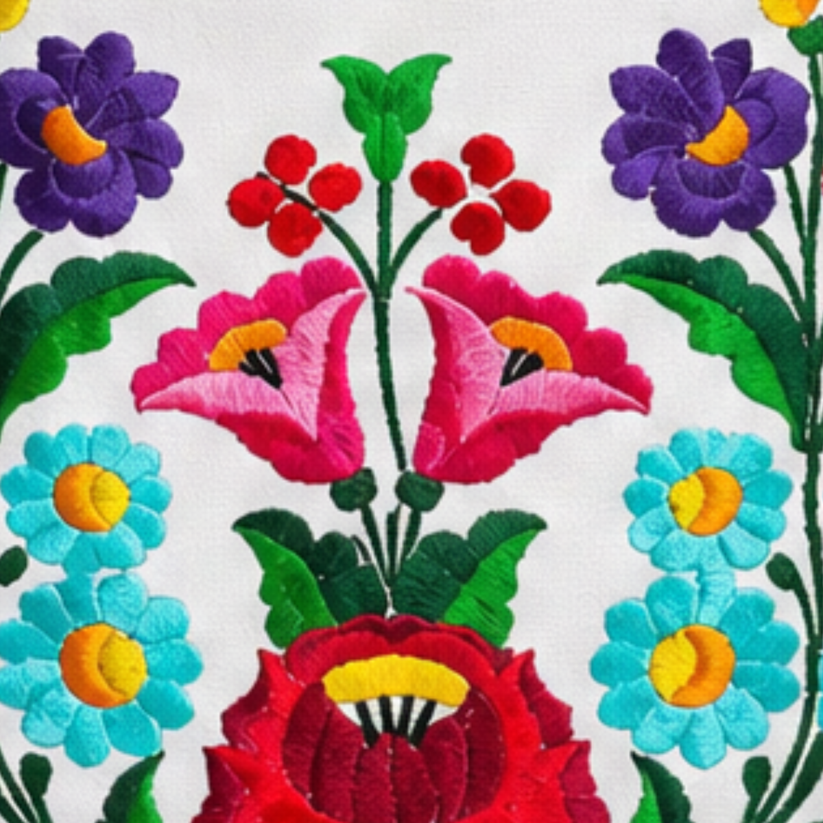 Ermale Design – Handtasche mit Blumen-Stickerei | Ungarisches Kunsthandwerk | 34×34×9 cm großblumig