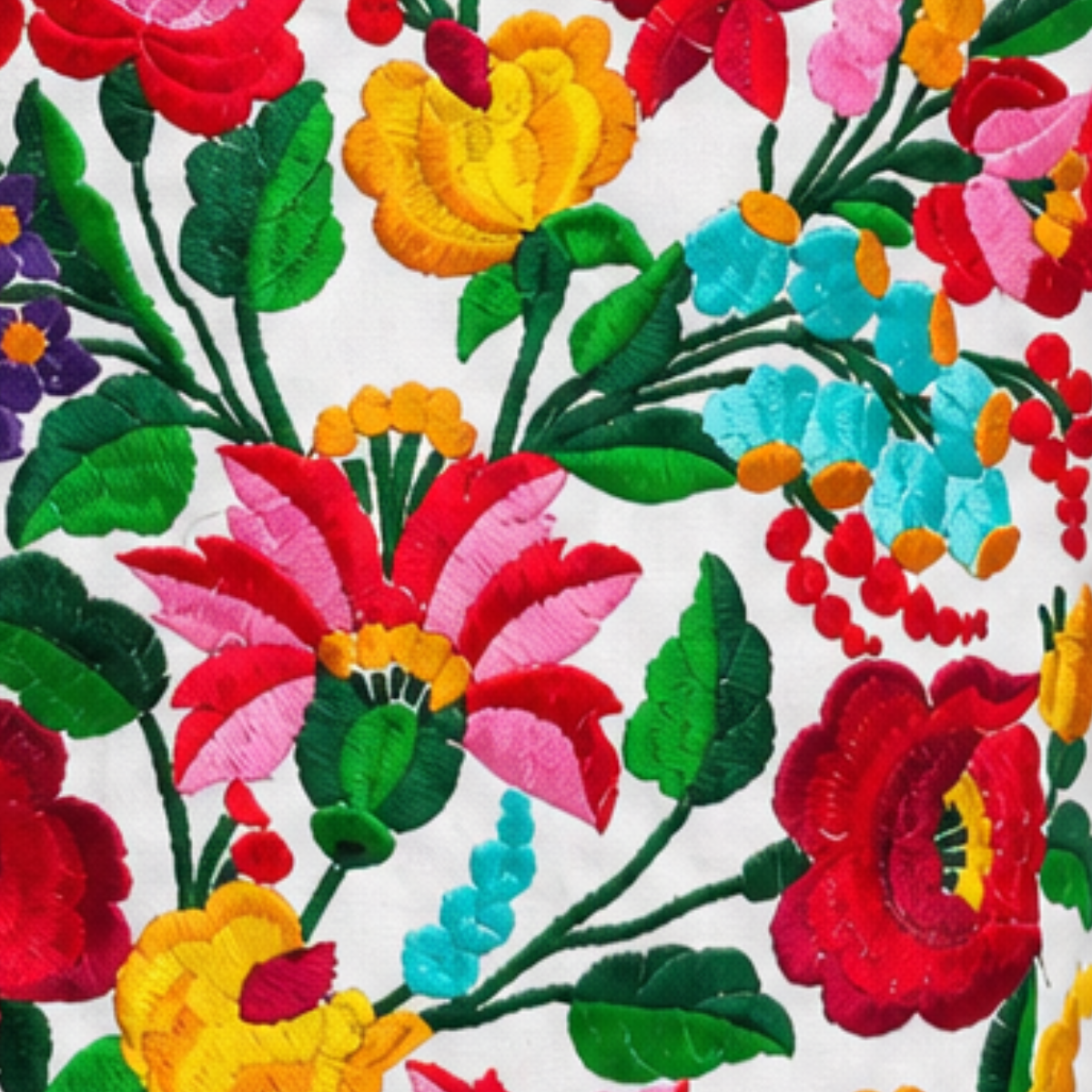 Ermale Design – Handtasche mit Blumen-Stickerei | Ungarisches Kunsthandwerk | 34×34×9 cm kleinblumig